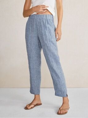 Haven Well Within 100% Linen Ankle Pants in Blue, Women's Large